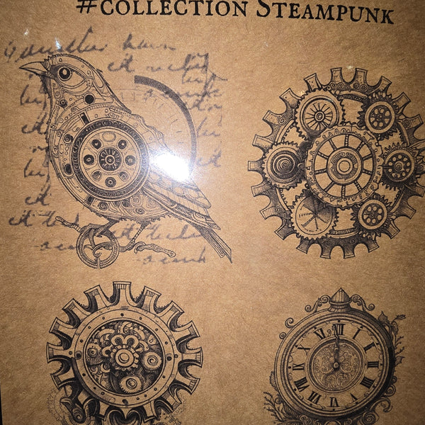 Tampon oiseaux et engrenages steampunk - TCST0003