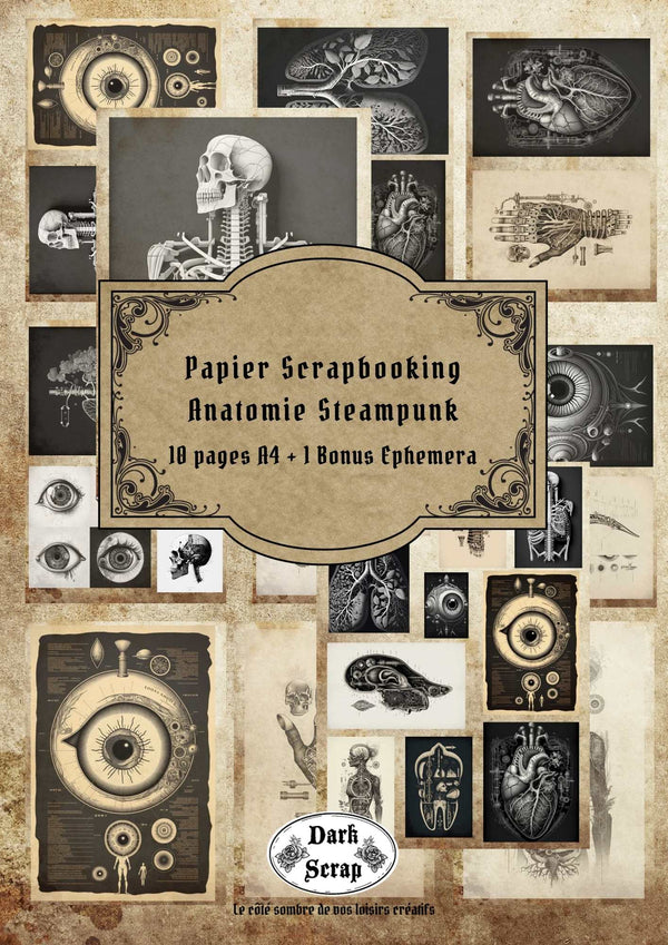 Papier scrapbooking Anatomique Steampunk