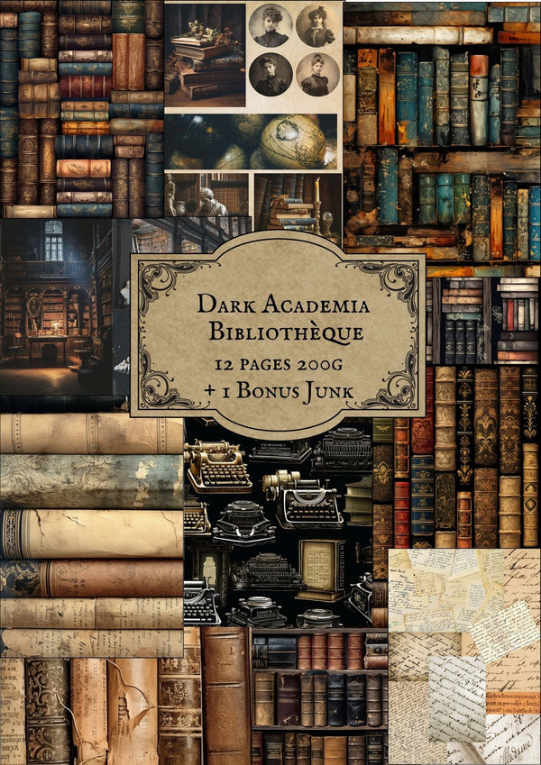 Papier scrapbooking Dark academia Bibliothèque - P10