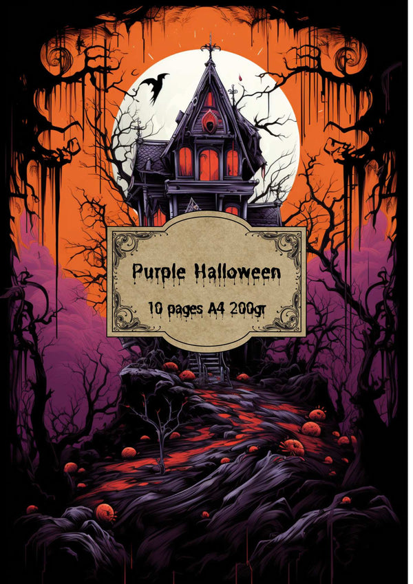 Purple Halloween scrapbooking paper