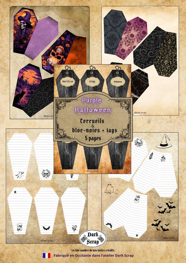 Papier scrapbooking Cercueil purple - P08