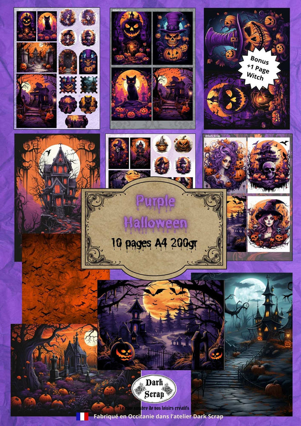 Purple Halloween scrapbooking paper - digital version