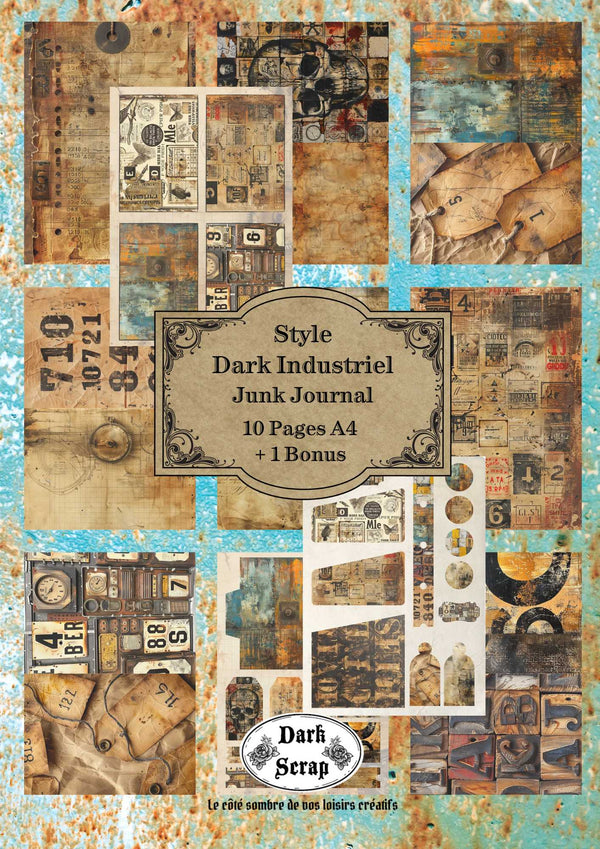 Papier scrapbooking Dark industriel Junk Journal