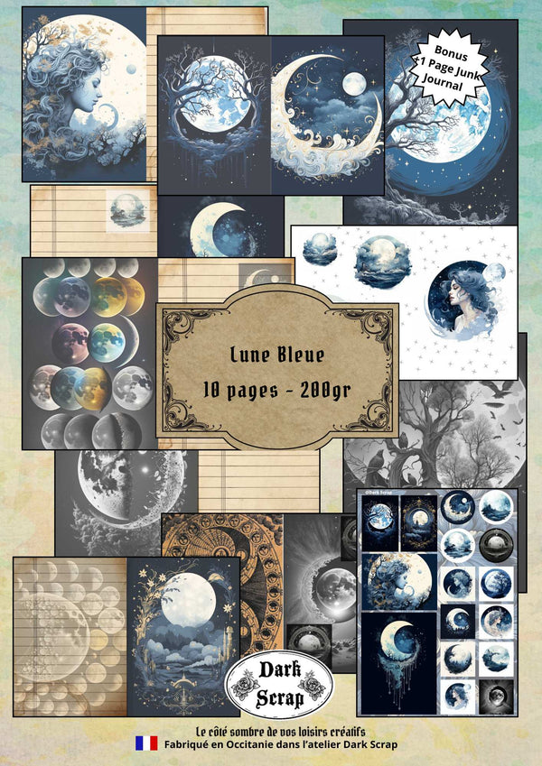Papier scrapbooking Lune bleue
