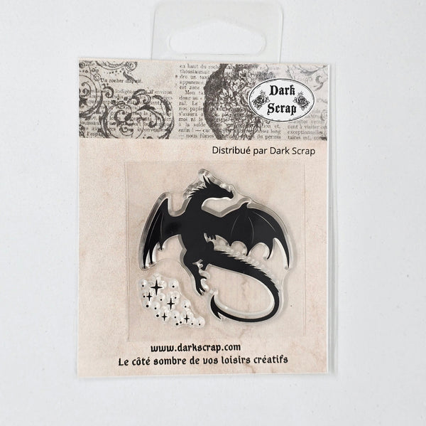 Tampon dragon et étoiles - mini tampon T159