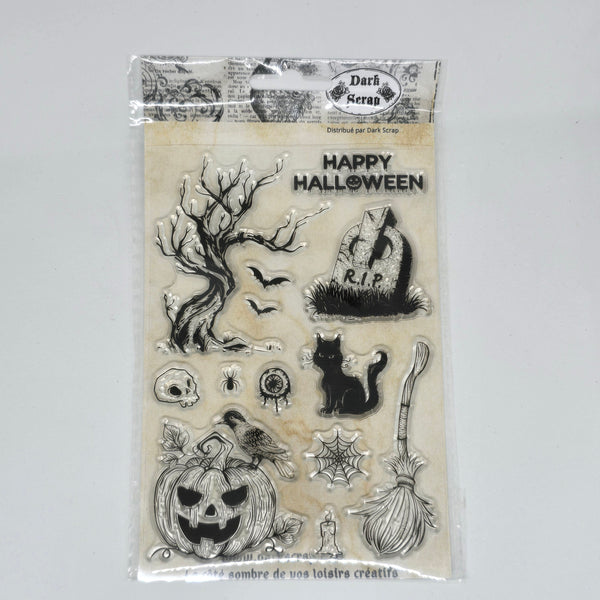 Tampon Happy Halloween arbre & tombe R.I.P -  T162