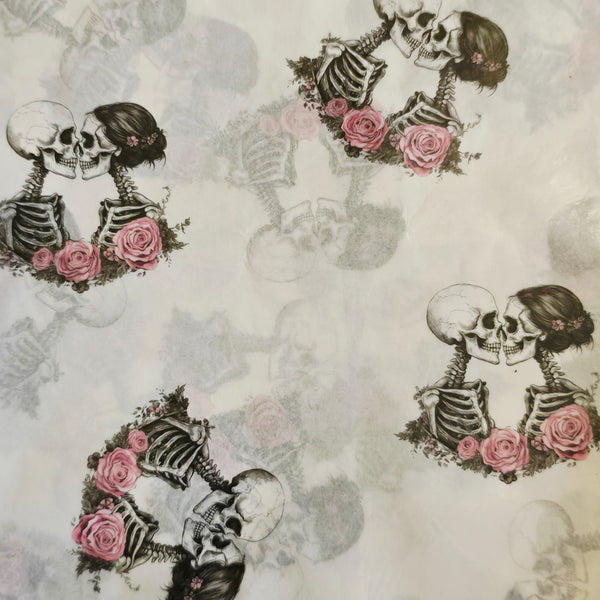 Papier de soie couple squelette & fleurs  - E57
