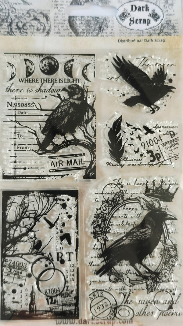 Tampon corbeaux et écritures- T125