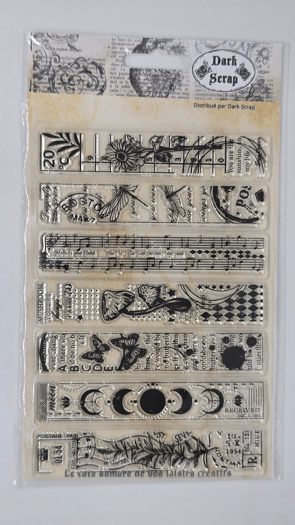 Tampon bandes washi champignons, notes de musique, lune  - T143