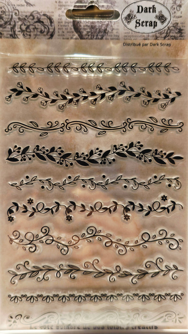 Tampon frise feuilles et bordure- T167