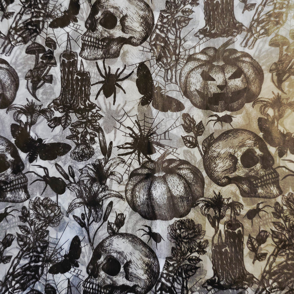 Papier de soie Crâne et citrouille gothique - E56
