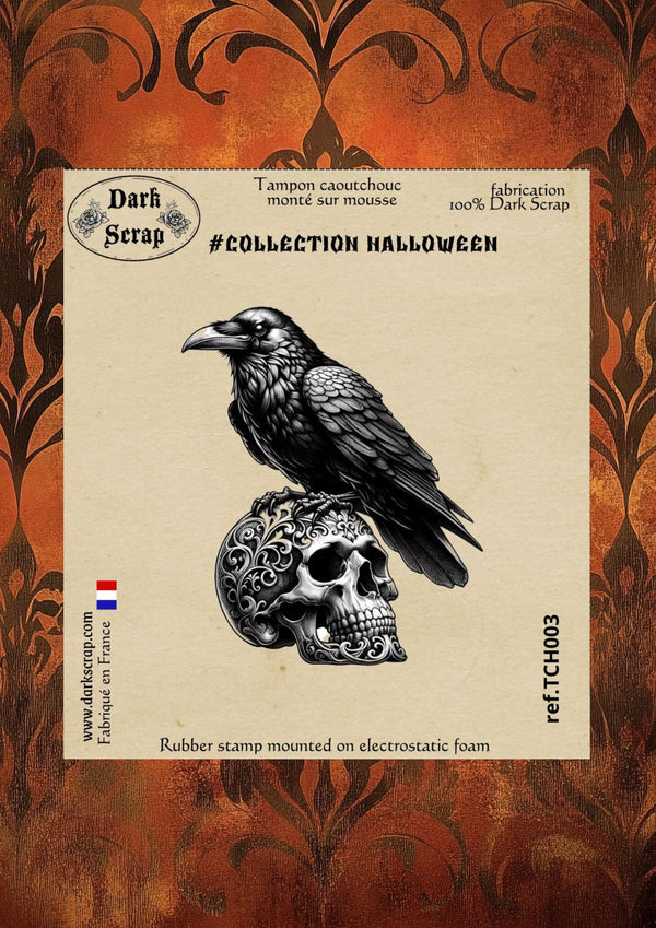 Tampon Corbeau et crâne décors  - TCH03